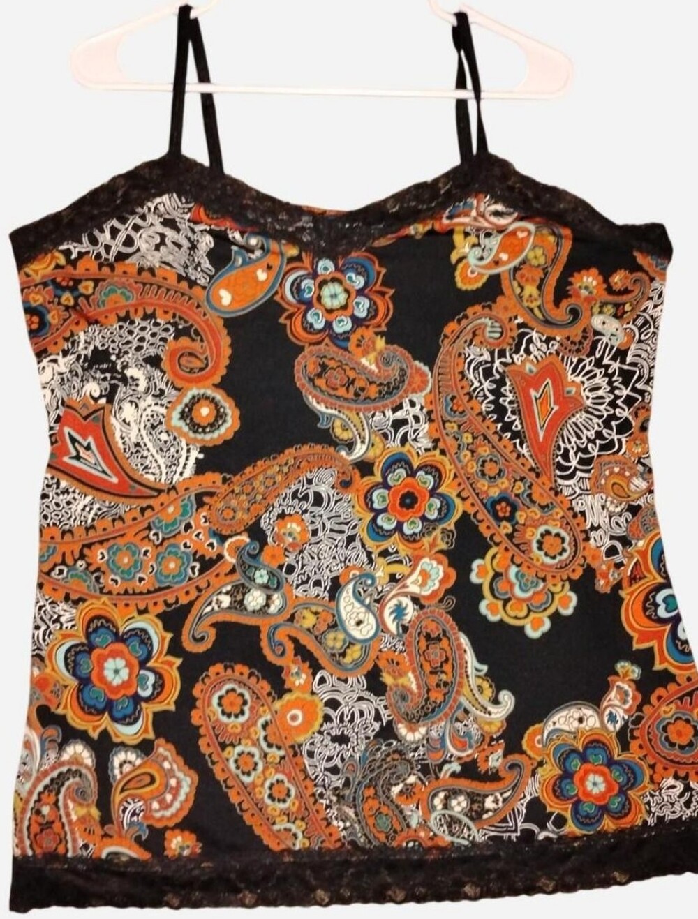 Fashion Bug Y2K Paisley Lace-Trim Cami Tank Top_1X